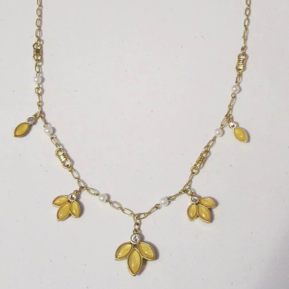 NWT Lia Sophia Lotus River Floral Long Necklace, Gold tone.  Unique & Gorgeous - Picture 2 of 7